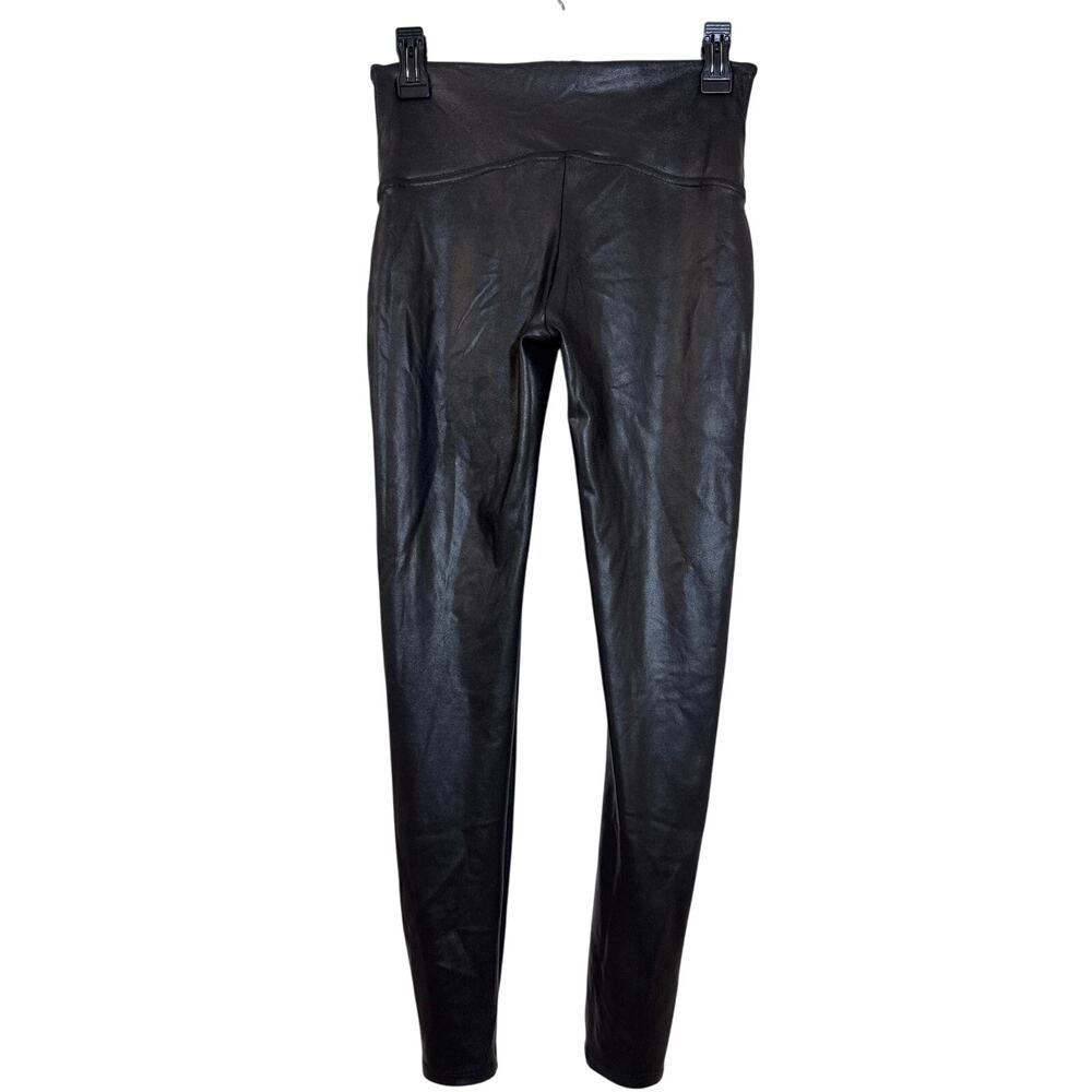 Spanx Large Black Faux Leather Ankle, Skinny Pants, Leggings in EUC